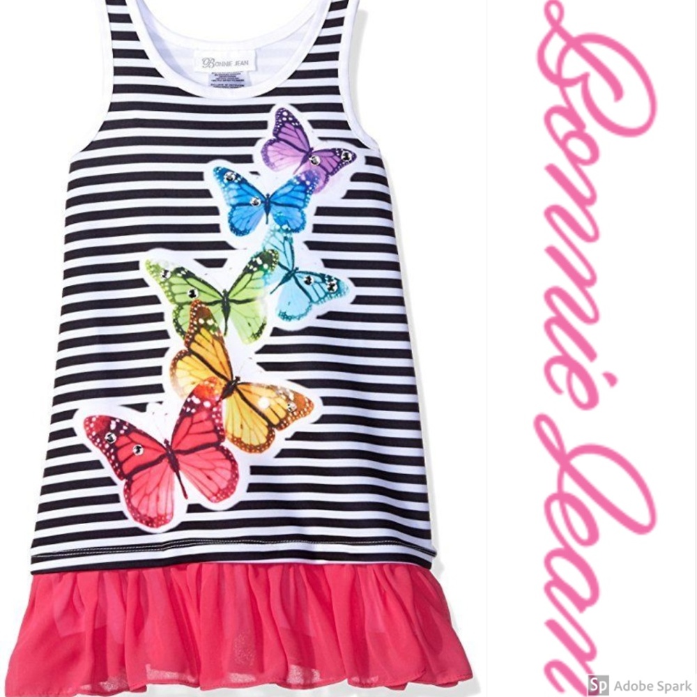 Bonnie Jean Girls Butterfly Knit A-line Tank Casual Dress size 3T 4T New